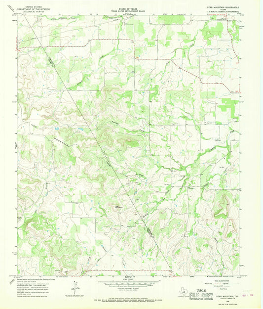 Classic USGS Star Mountain Texas 7.5'x7.5' Topo Map Image