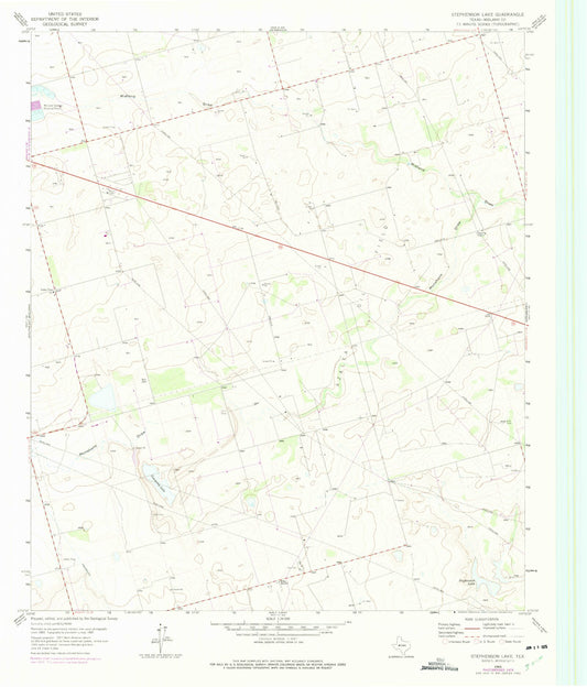 Classic USGS Stephenson Lake Texas 7.5'x7.5' Topo Map Image