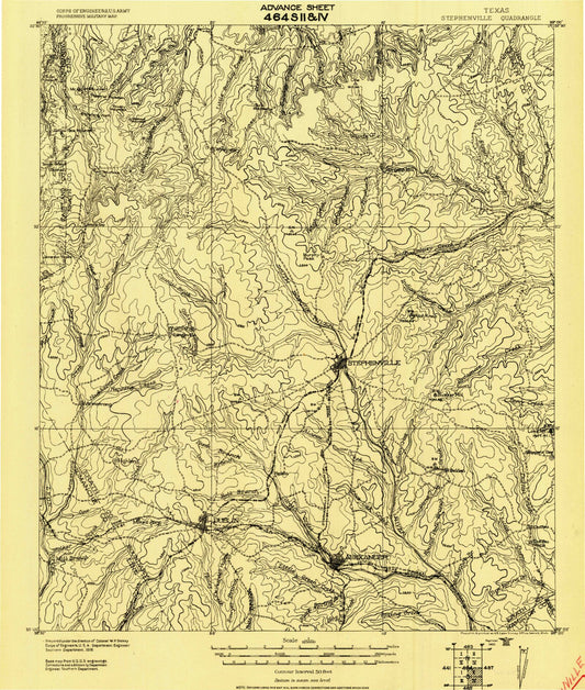 Historic 1920 Stephenville Texas 30'x30' Topo Map Image