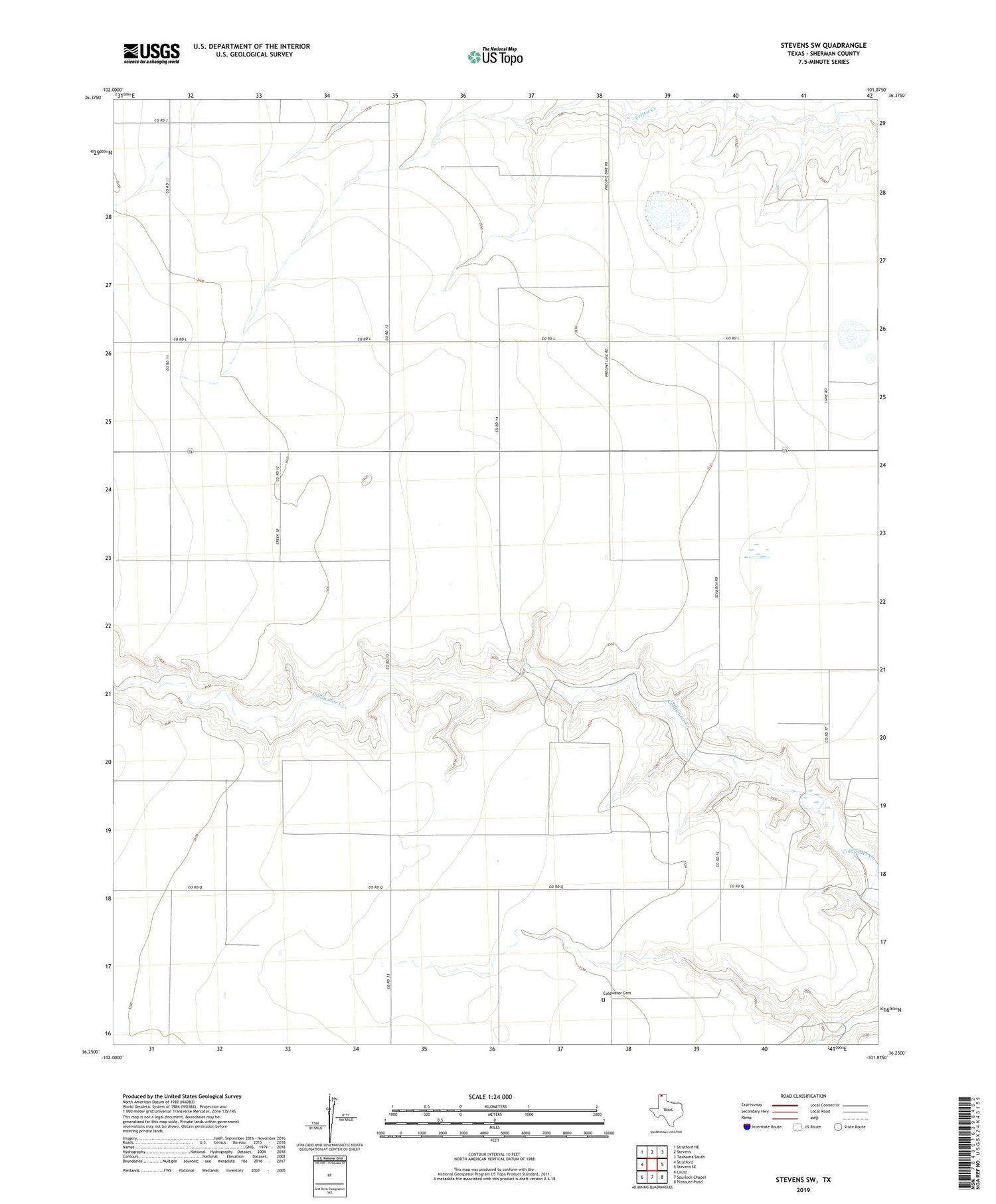 Stevens SW Texas US Topo Map Image