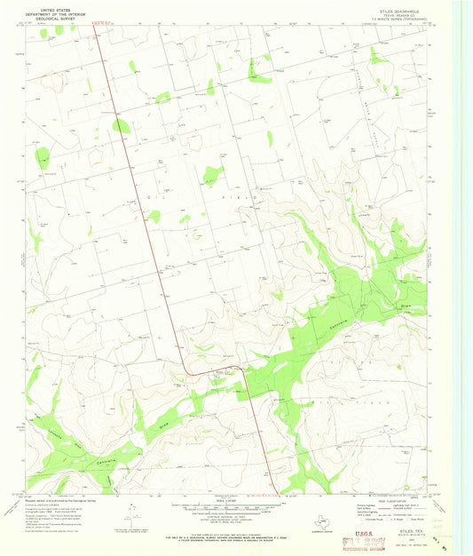Classic USGS Stiles Texas 7.5'x7.5' Topo Map Image