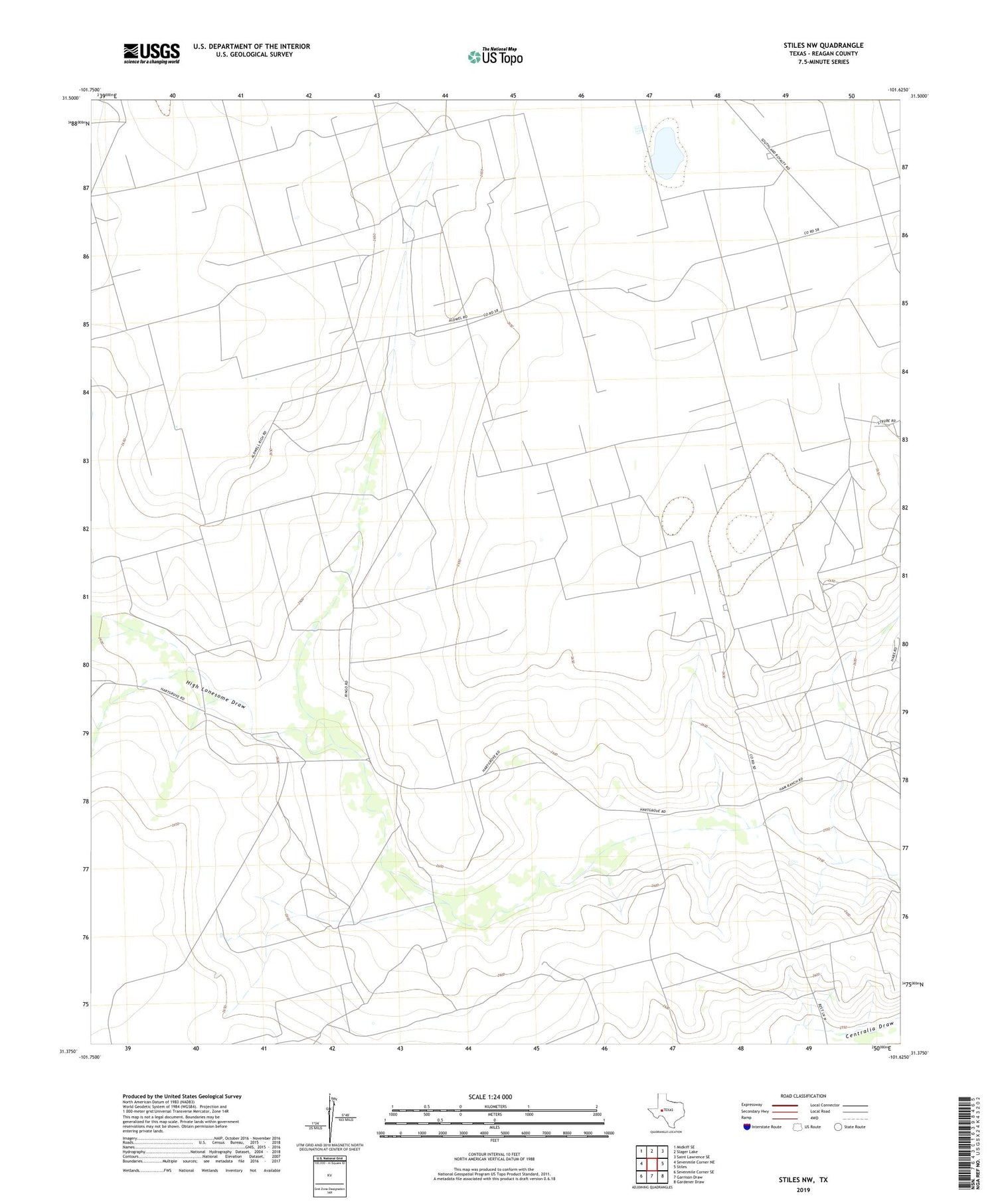 Stiles NW Texas US Topo Map Image