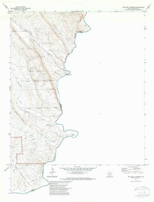 Classic USGS Stillwell Crossing Texas 7.5'x7.5' Topo Map Image