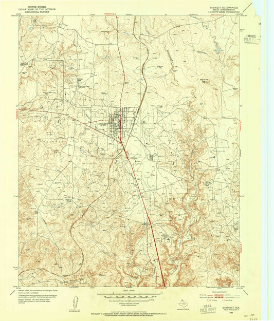 Classic USGS Stinnett Texas 7.5'x7.5' Topo Map Image