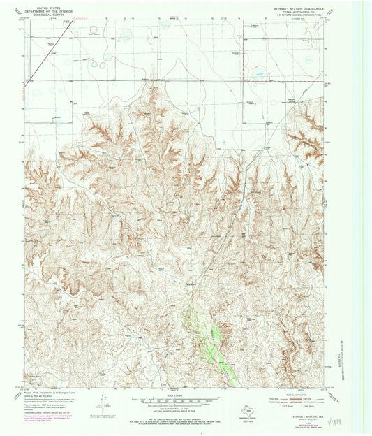 Classic USGS Stinnett Station Texas 7.5'x7.5' Topo Map Image