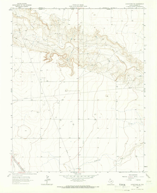 Classic USGS Stratford NE Texas 7.5'x7.5' Topo Map Image