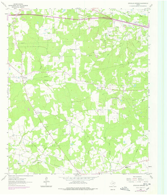 Classic USGS Stricklin Springs Texas 7.5'x7.5' Topo Map Image