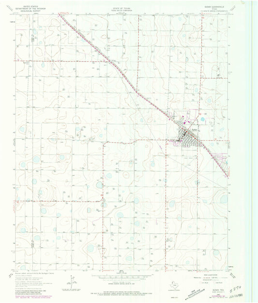 Classic USGS Sudan Texas 7.5'x7.5' Topo Map Image