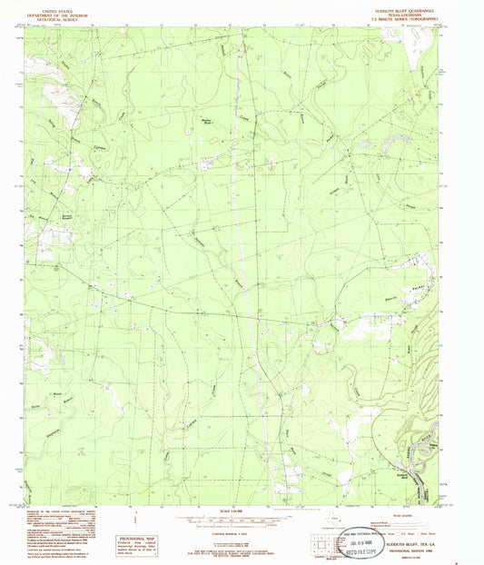 Classic USGS Sudduth Bluff Texas 7.5'x7.5' Topo Map Image