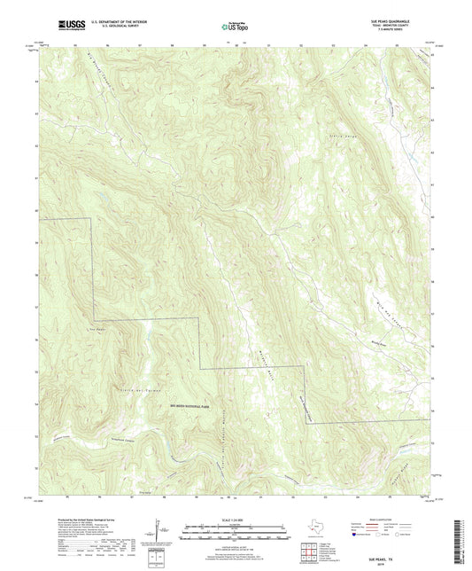 Sue Peaks Texas US Topo Map Image