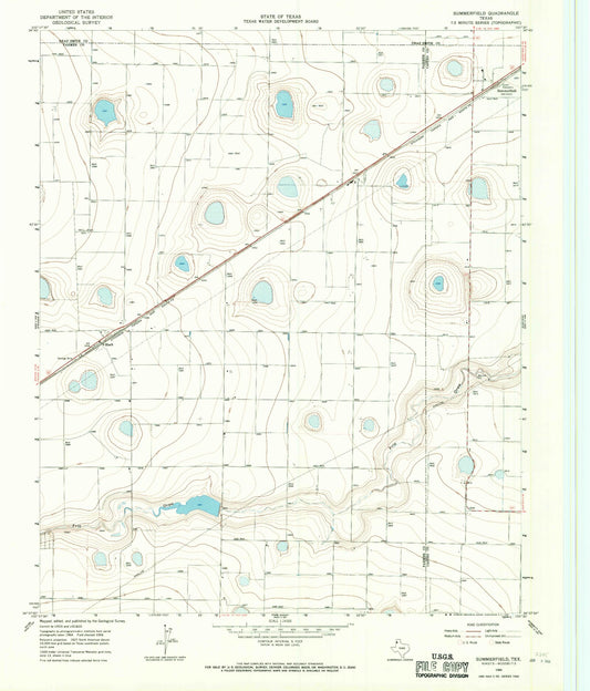 Classic USGS Summerfield Texas 7.5'x7.5' Topo Map Image