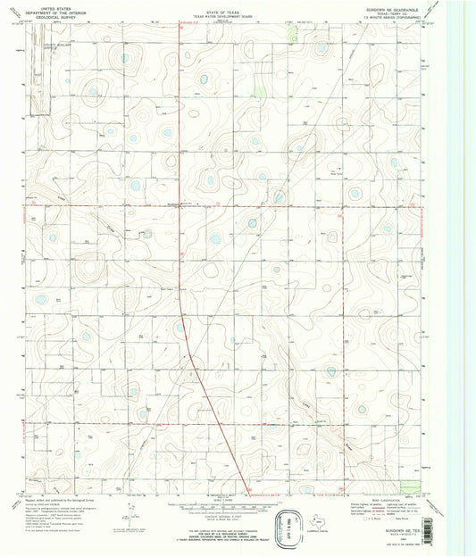 Classic USGS Sundown SE Texas 7.5'x7.5' Topo Map Image