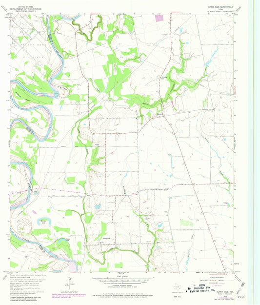 Classic USGS Sunny Side Texas 7.5'x7.5' Topo Map Image