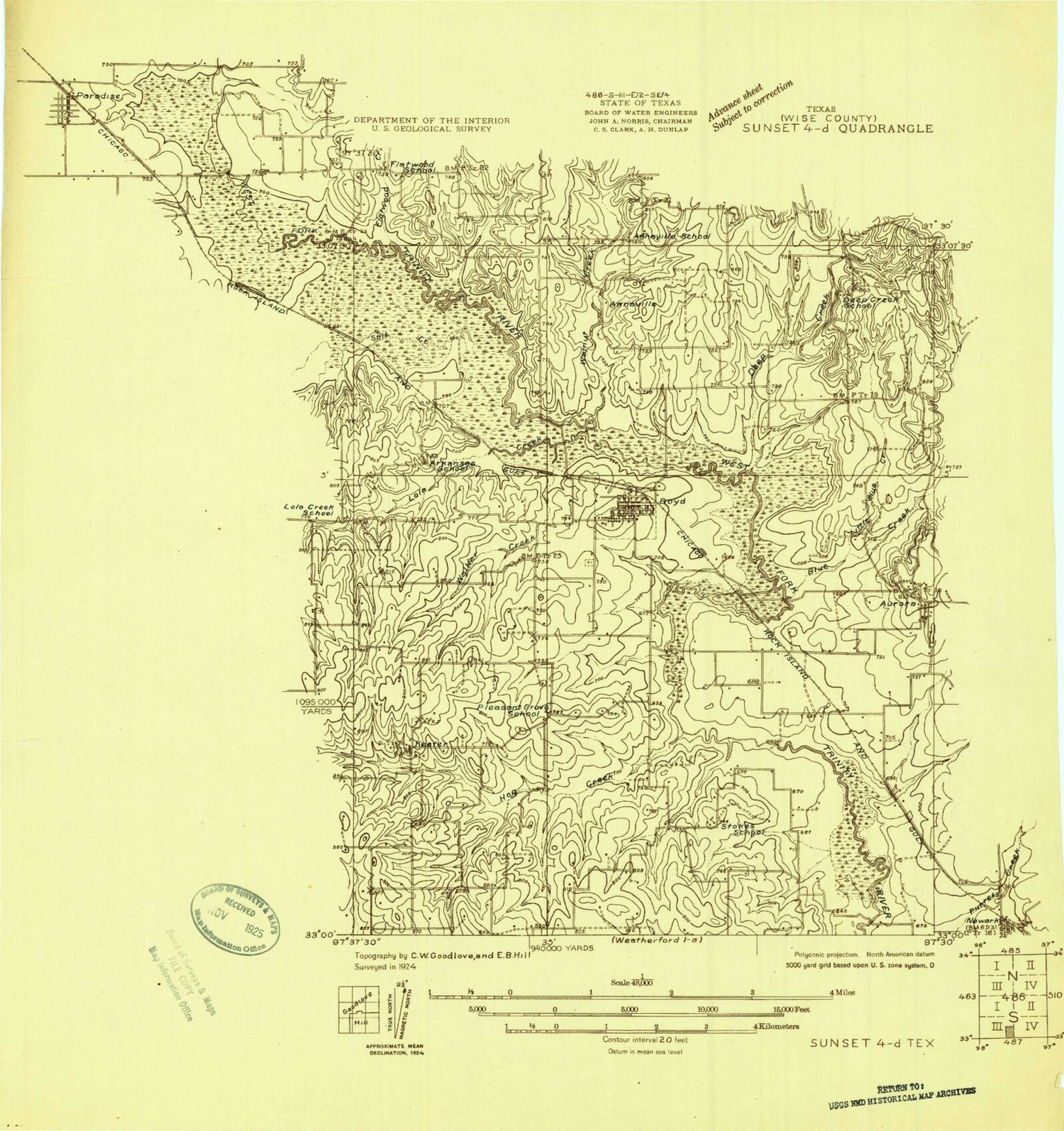 Classic USGS Boyd Texas 7.5'x7.5' Topo Map Image