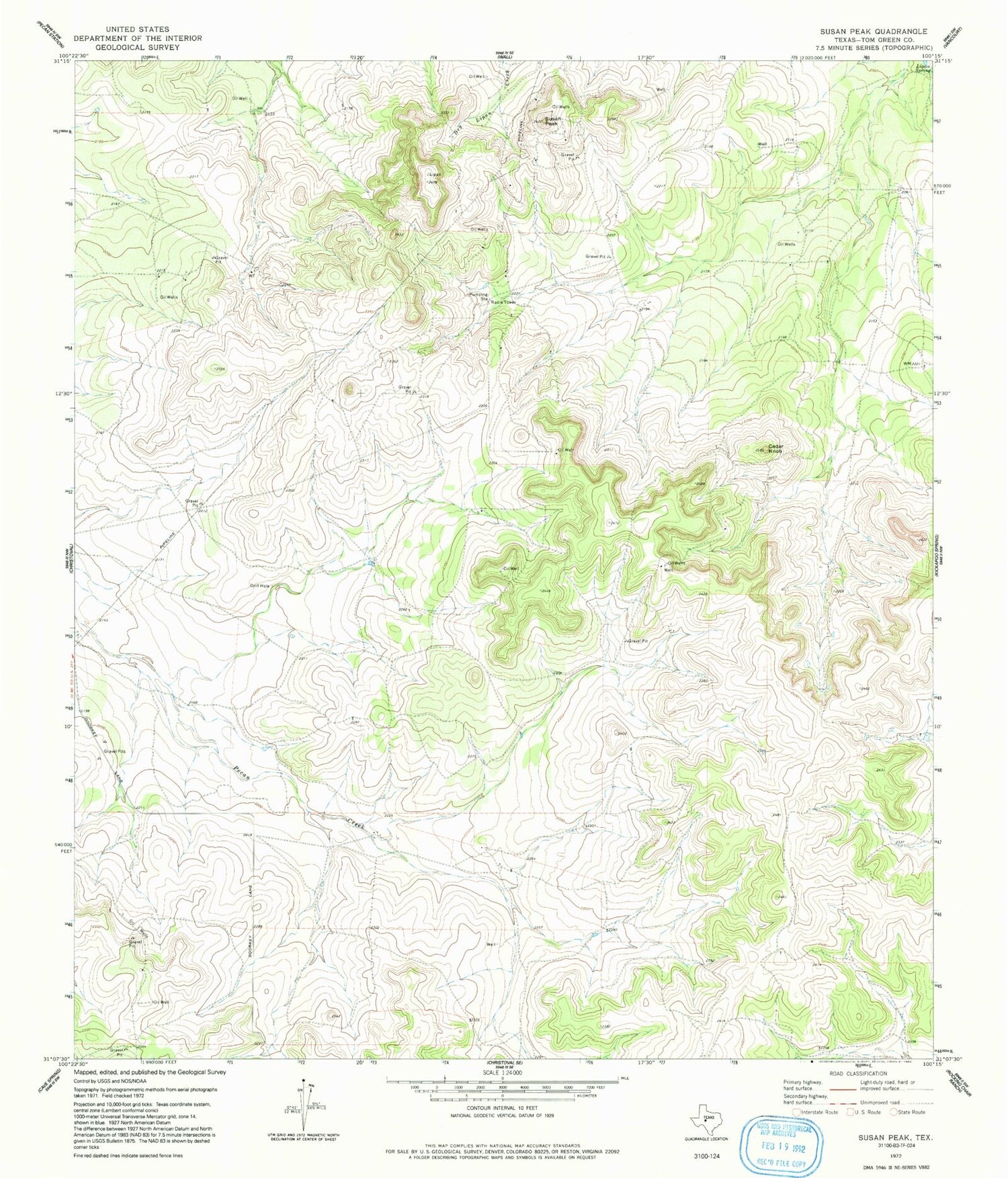 Classic USGS Susan Peak Texas 7.5'x7.5' Topo Map Image