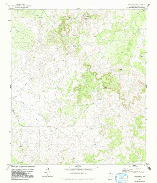 Classic USGS Susan Peak Texas 7.5'x7.5' Topo Map Image
