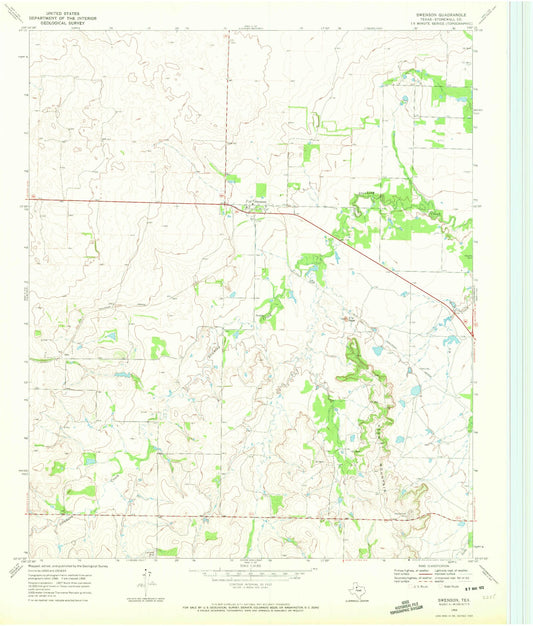 Classic USGS Swenson Texas 7.5'x7.5' Topo Map Image