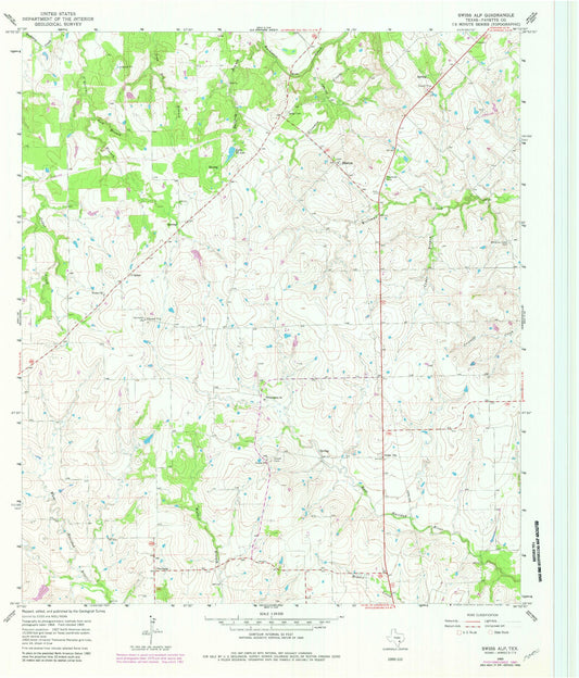 Classic USGS Swiss Alp Texas 7.5'x7.5' Topo Map Image