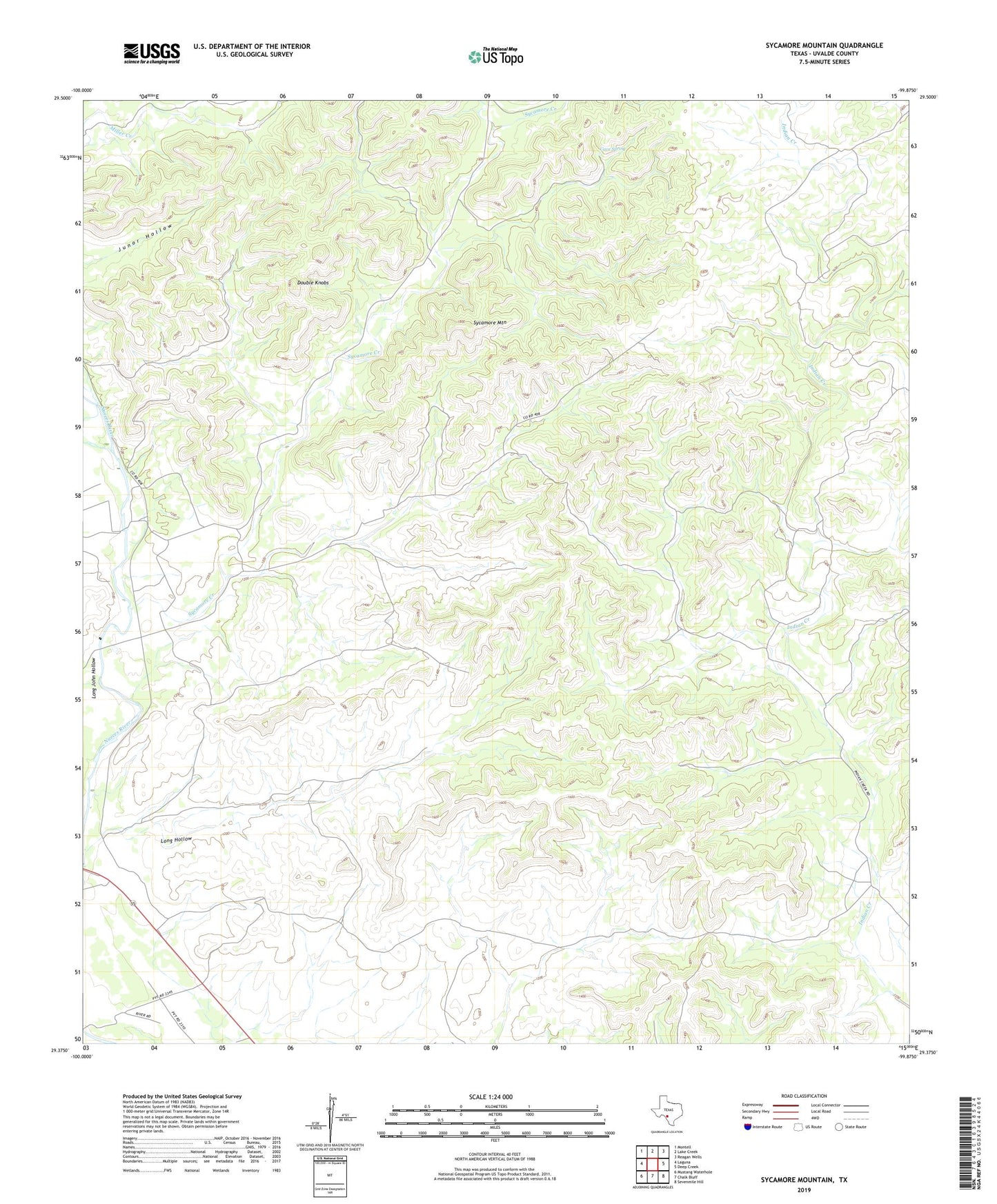 Sycamore Mountain Texas US Topo Map Image