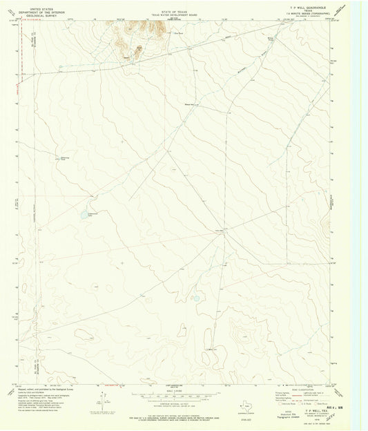Classic USGS T P Well Texas 7.5'x7.5' Topo Map Image
