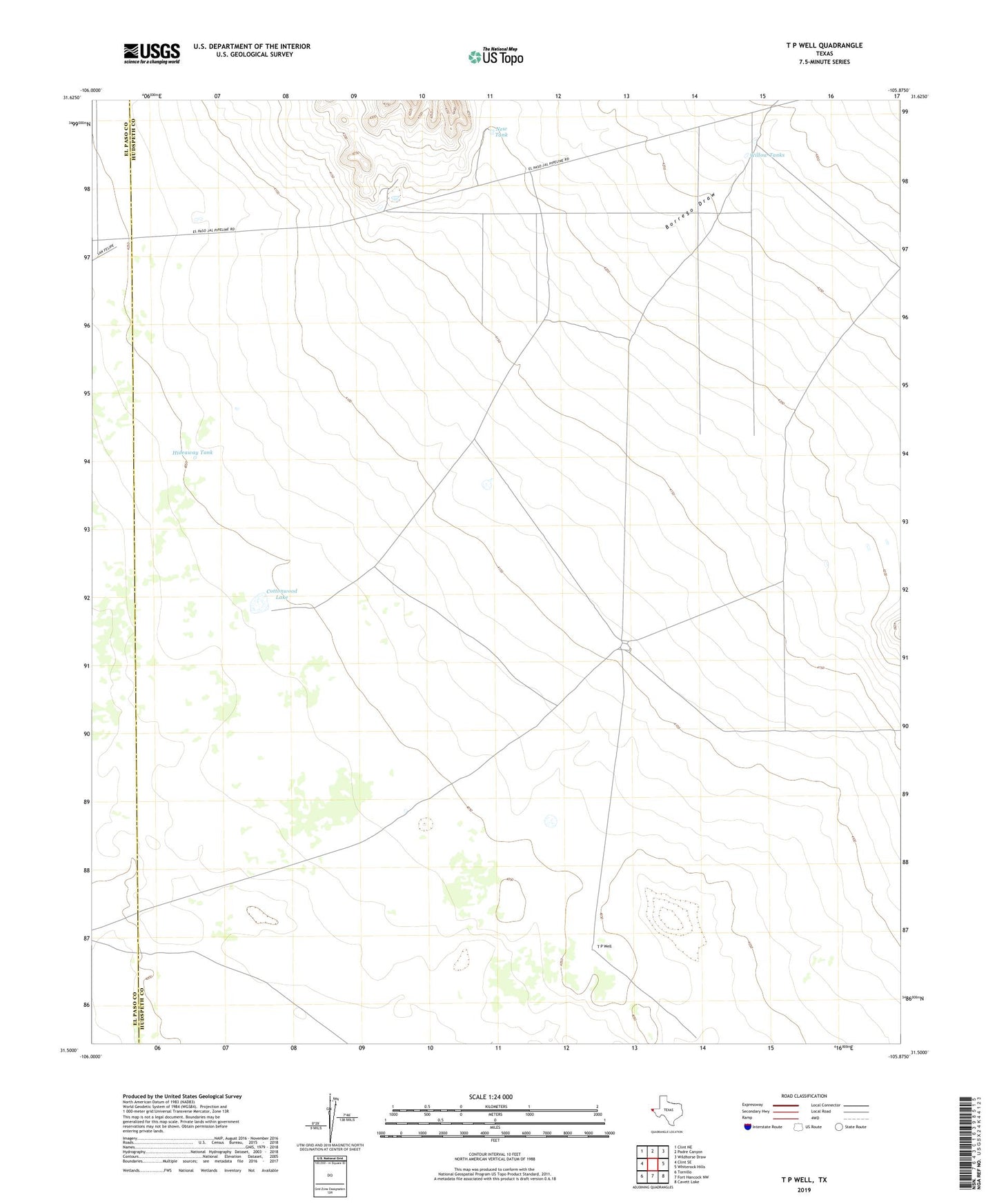 T P Well Texas US Topo Map Image