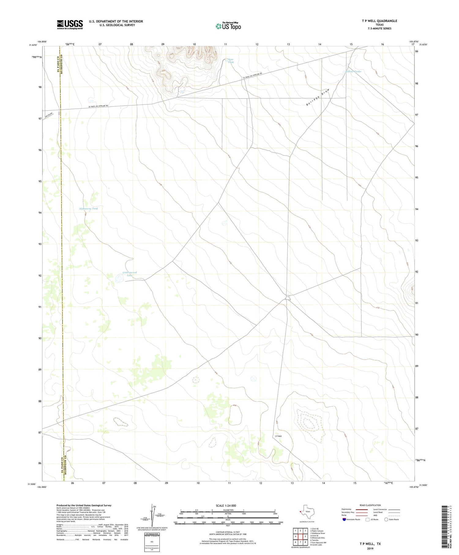 T P Well Texas US Topo Map Image
