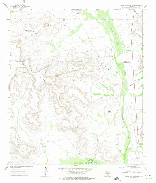 Classic USGS Table Top Mountain Texas 7.5'x7.5' Topo Map Image
