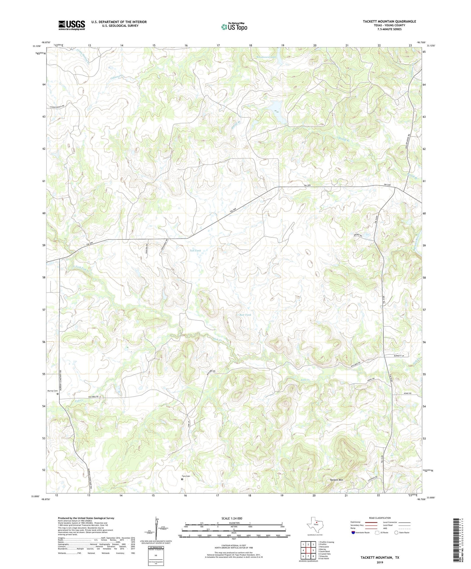 Tackett Mountain Texas US Topo Map Image