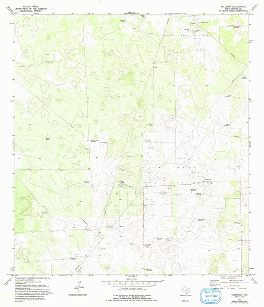 Classic USGS Tacubaya Texas 7.5'x7.5' Topo Map Image