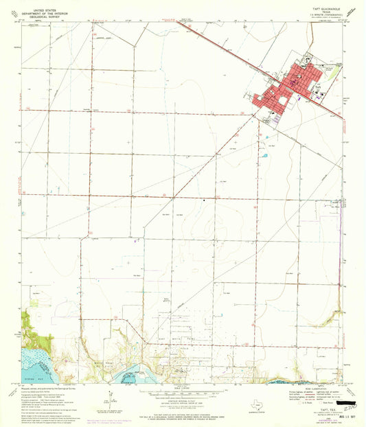 Classic USGS Taft Texas 7.5'x7.5' Topo Map Image