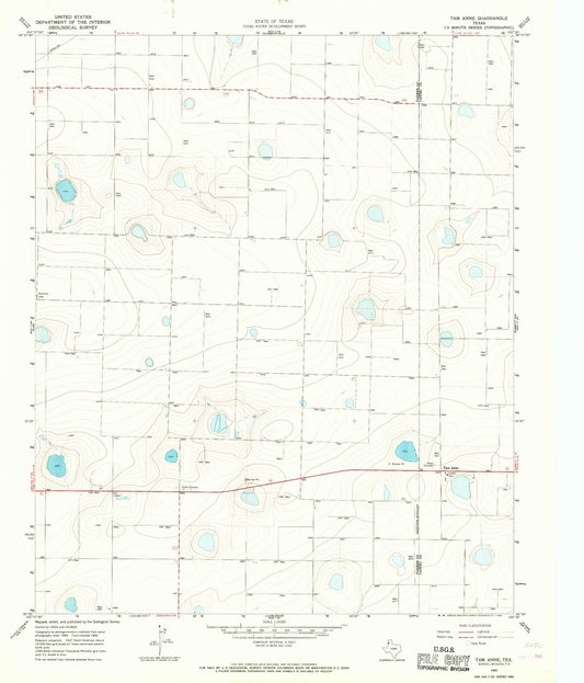 Classic USGS Tam Anne Texas 7.5'x7.5' Topo Map Image