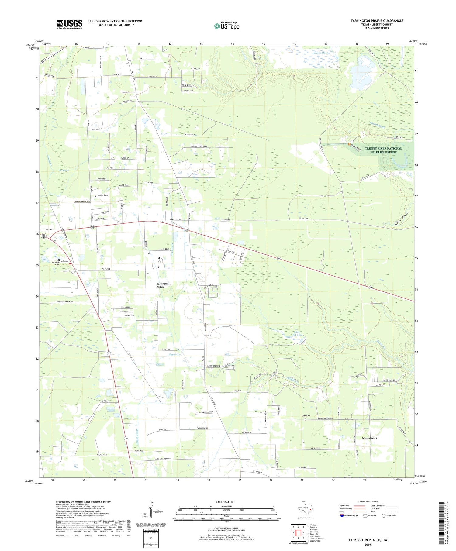 Tarkington Prairie Texas US Topo Map Image