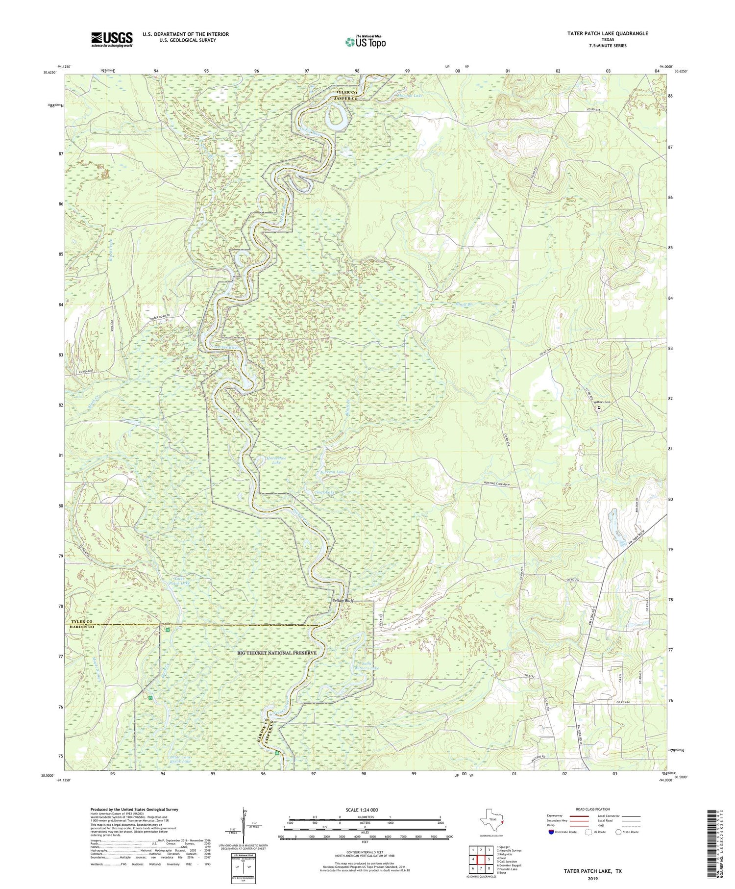 Tater Patch Lake Texas US Topo Map Image