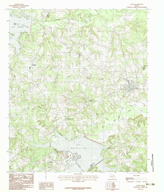 Classic USGS Tatum Texas 7.5'x7.5' Topo Map Image