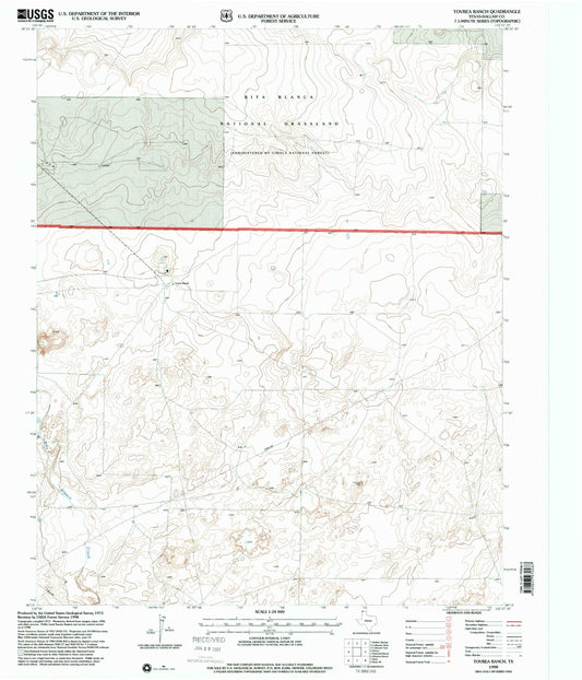 Classic USGS Tovrea Ranch Texas 7.5'x7.5' Topo Map Image