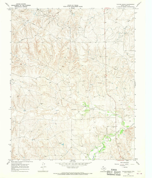 Classic USGS Taylor Ranch Texas 7.5'x7.5' Topo Map Image