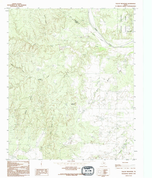 Classic USGS Teacup Mountain Texas 7.5'x7.5' Topo Map Image