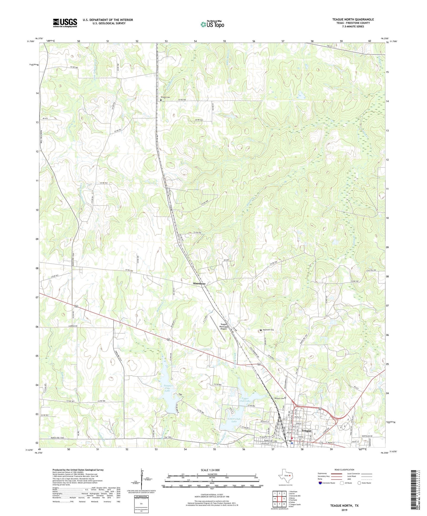 Teague North Texas US Topo Map Image