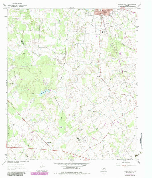 Classic USGS Teague South Texas 7.5'x7.5' Topo Map Image