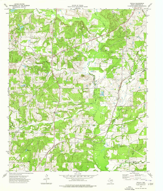 Classic USGS Tecula Texas 7.5'x7.5' Topo Map Image