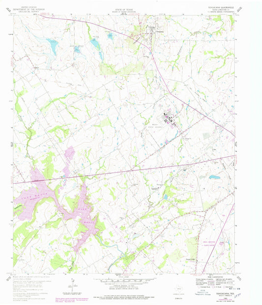 Classic USGS Tehuacana Texas 7.5'x7.5' Topo Map Image
