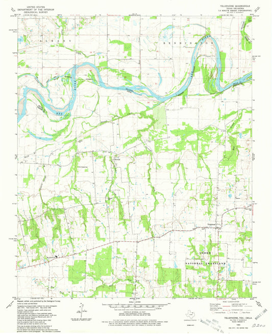 Classic USGS Telephone Texas 7.5'x7.5' Topo Map Image