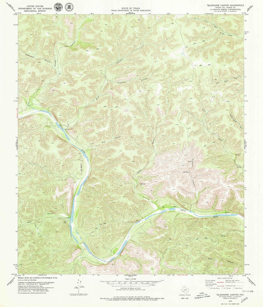 Classic USGS Telephone Canyon Texas 7.5'x7.5' Topo Map Image