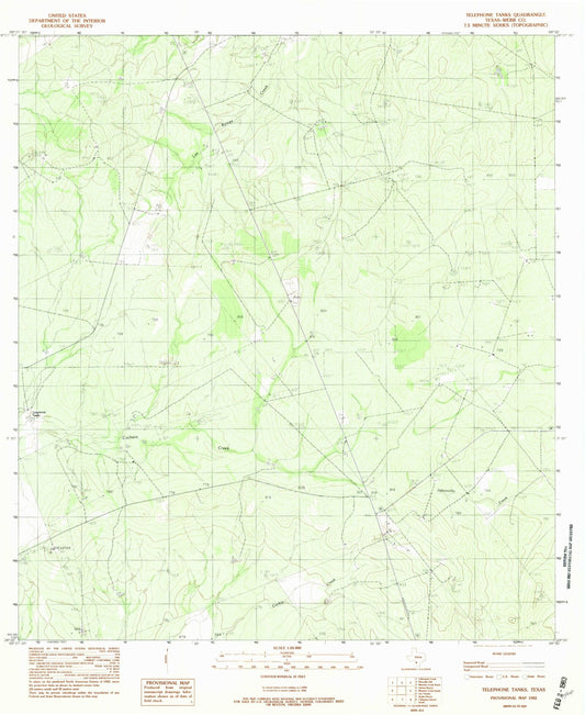 Classic USGS Telephone Tanks Texas 7.5'x7.5' Topo Map Image