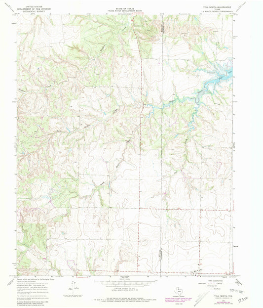 Classic USGS Tell North Texas 7.5'x7.5' Topo Map Image