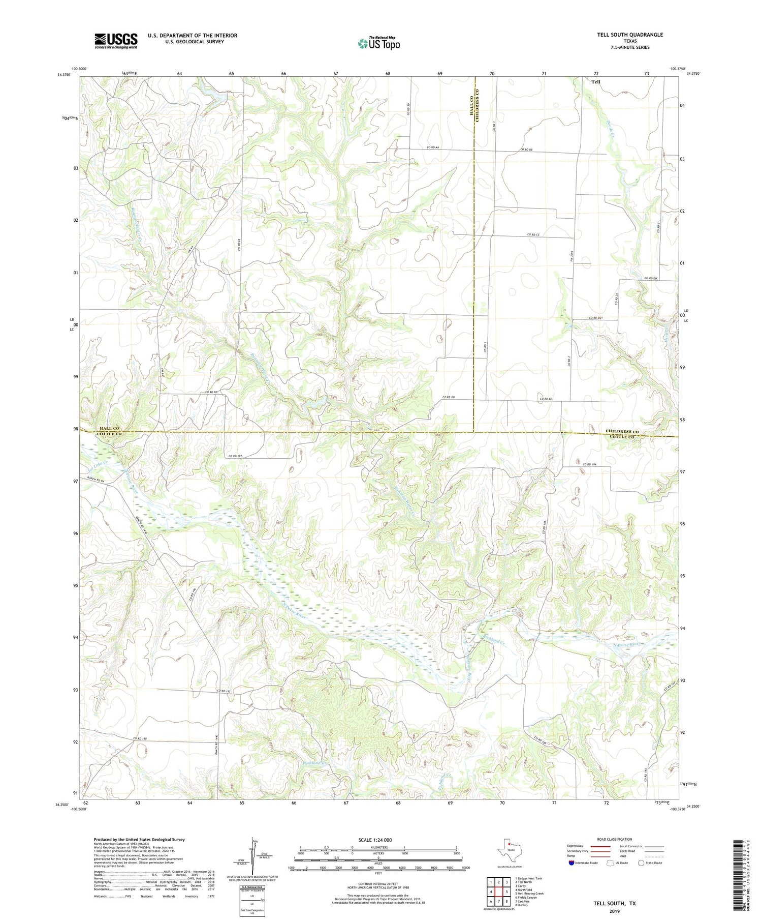 Tell South Texas US Topo Map Image