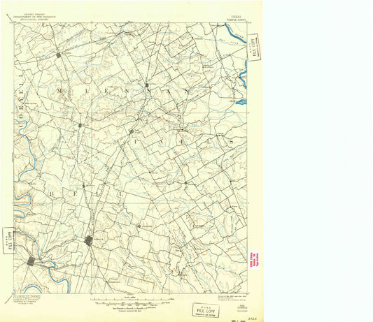 Historic 1892 Temple Texas 30'x30' Topo Map Image