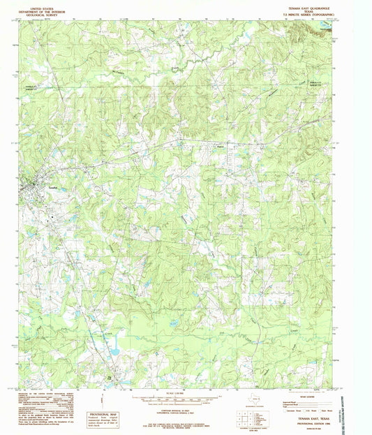 Classic USGS Tenaha East Texas 7.5'x7.5' Topo Map Image