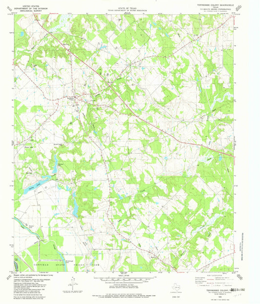 Classic USGS Tennessee Colony Texas 7.5'x7.5' Topo Map Image