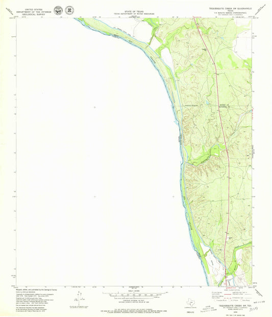 Classic USGS Tequesquite Creek SW Texas 7.5'x7.5' Topo Map Image